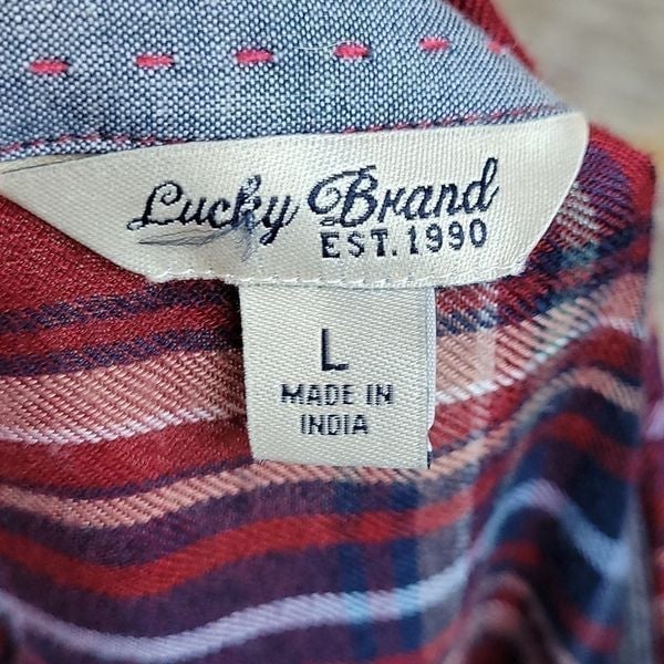 Latest  Lucky Brand Red Plaid Flannel Shirt L ke3svaccI Counter Genuine 