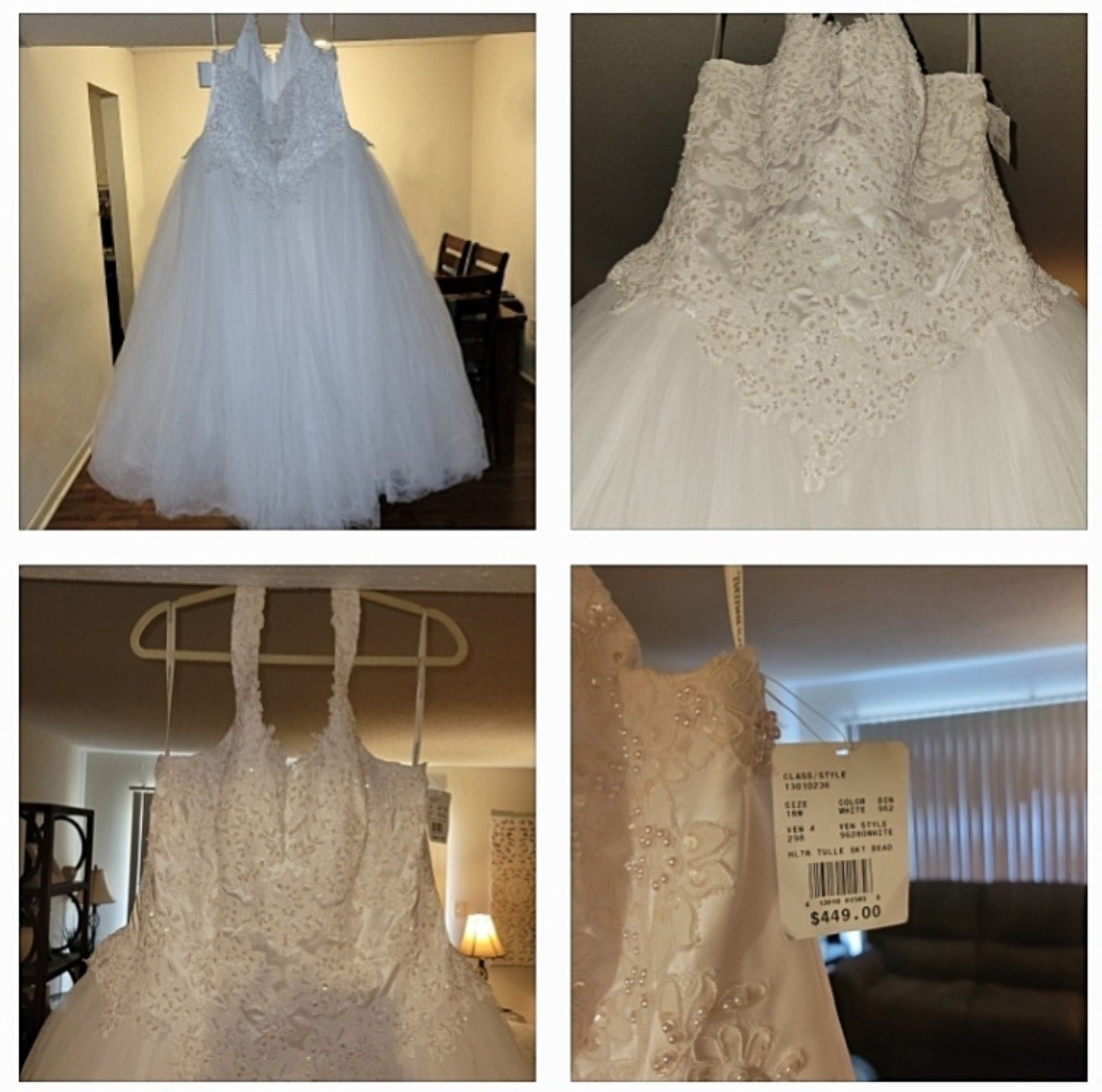 large discount David´s Bridal White Satin Wedding Dress Size 18/ Beaded Bodice / Never Worn HLWV01UGm High Quaity