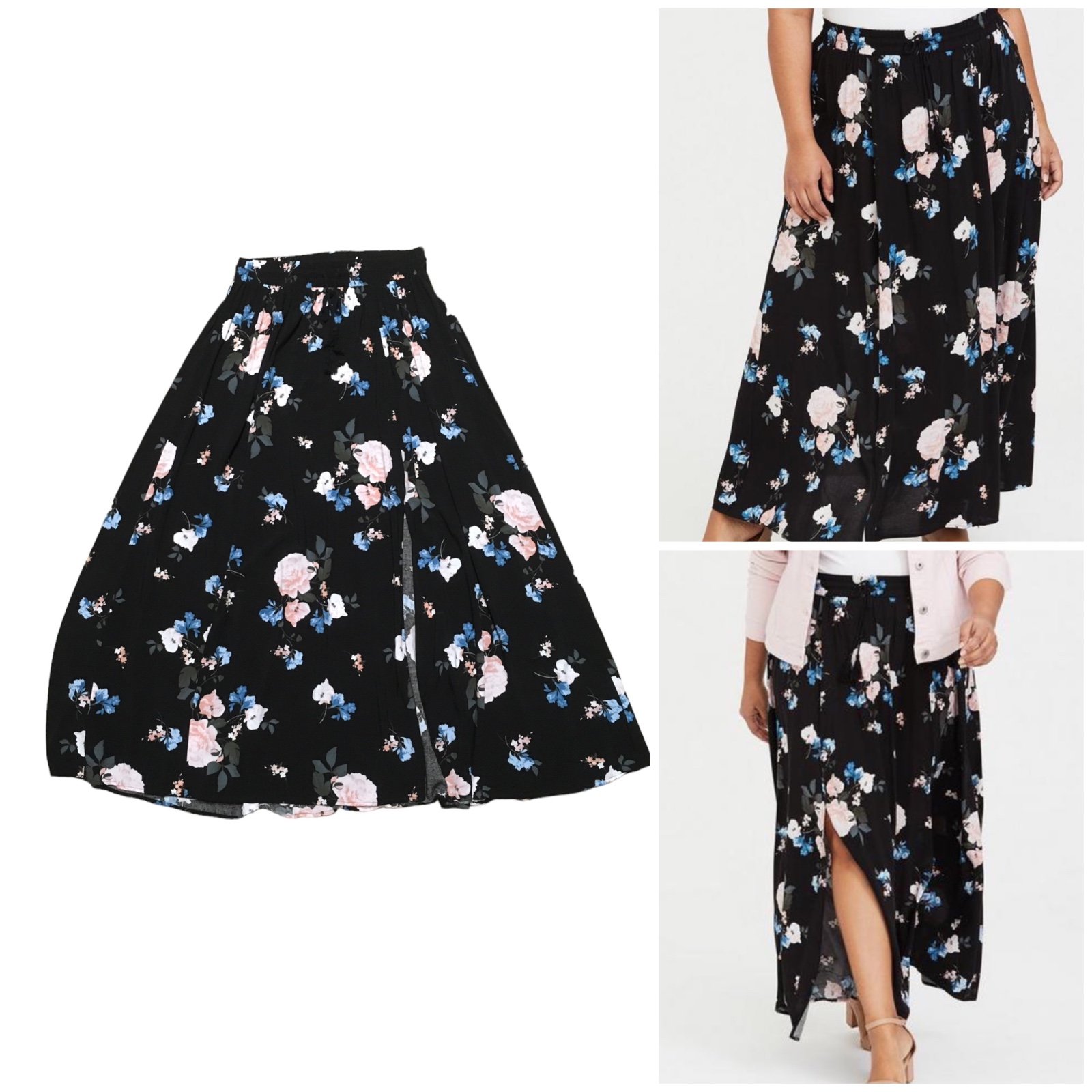The Best Seller Torrid Maxi Challis Skirt Floral Black 