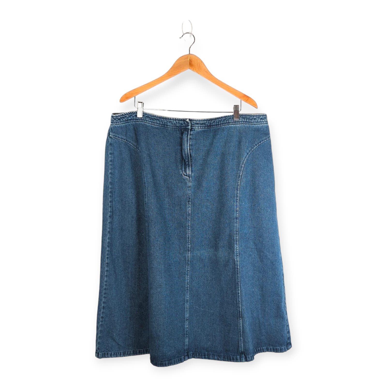 Nice Vintage Denim 100% Cotton Mid Wash Maxi Skirt Size