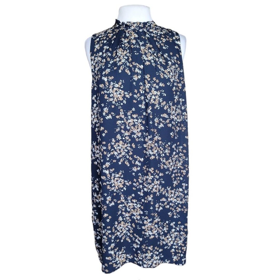The Best Seller H&M | Women´s Navy Blue Floral Sleeveless Mini Crepe Dress - Size 14 p77jkij0i Cheap