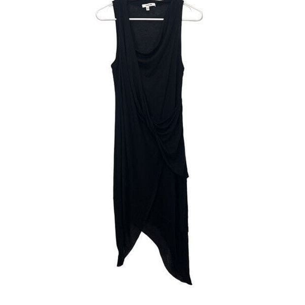 Simple Helmut Lang Black Dress Small Sleeveless Drapey Acrylic Jersey Wrap Asymmetric IRjmW65Nr Fashion