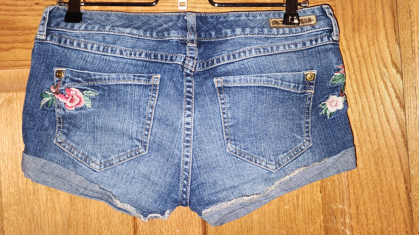 Cheap Express Floral Embroidered Stitched Denim Short Shorts Hippie Front Pockets Sewn pmL0ZZ0Hb Cool
