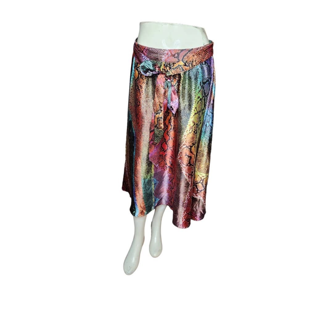 High quality Glam Rock Shiny Rainbow Snake Print Skirt 