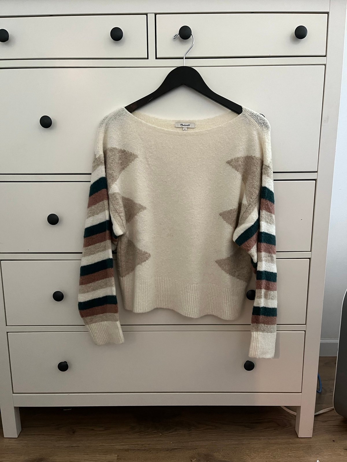 Perfect Madewell striped sleeve geo pullover sweater size M fU2yE70CE best sale