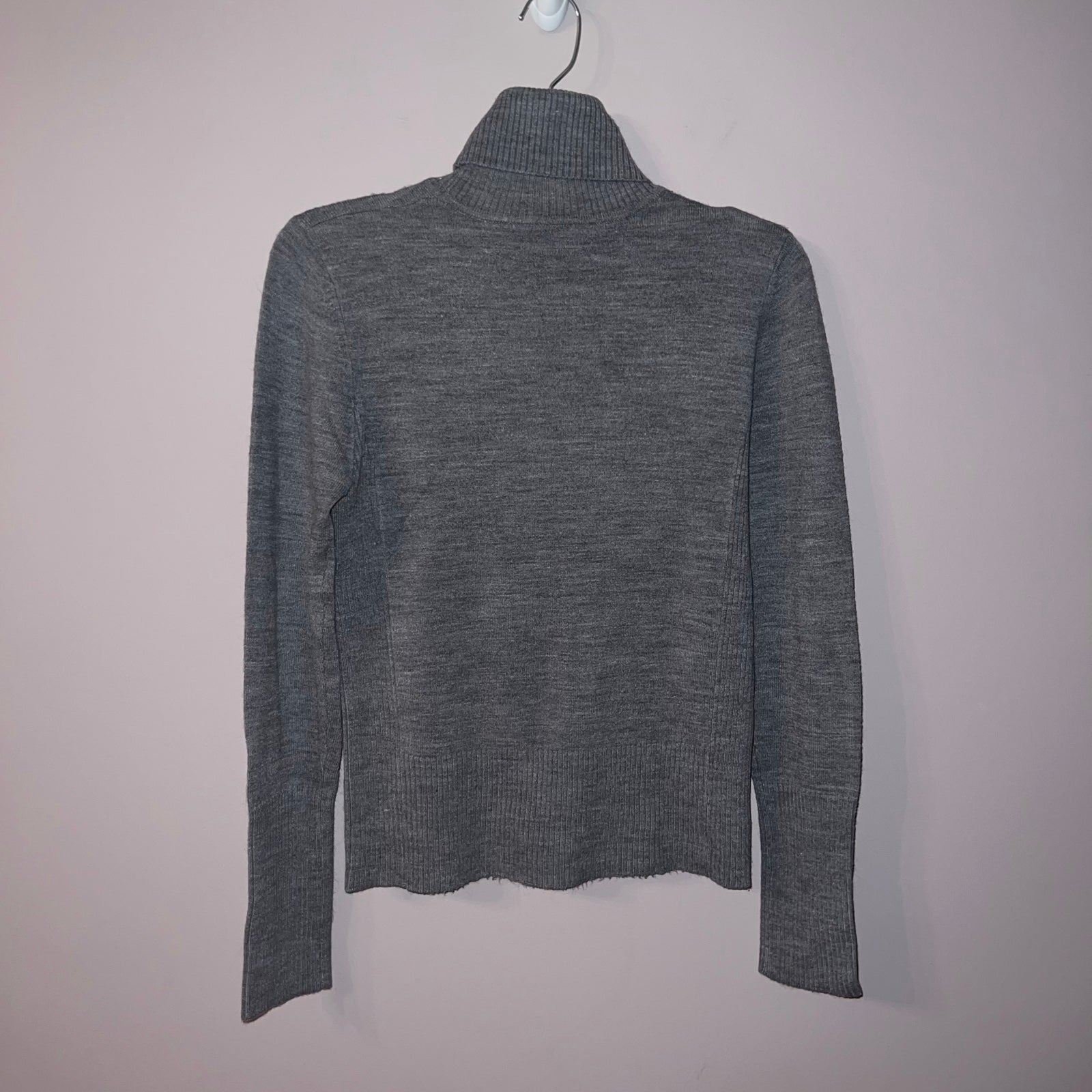Stylish Grey turtleneck knitted ribbed sweater small OgUCJ3kVj well sale