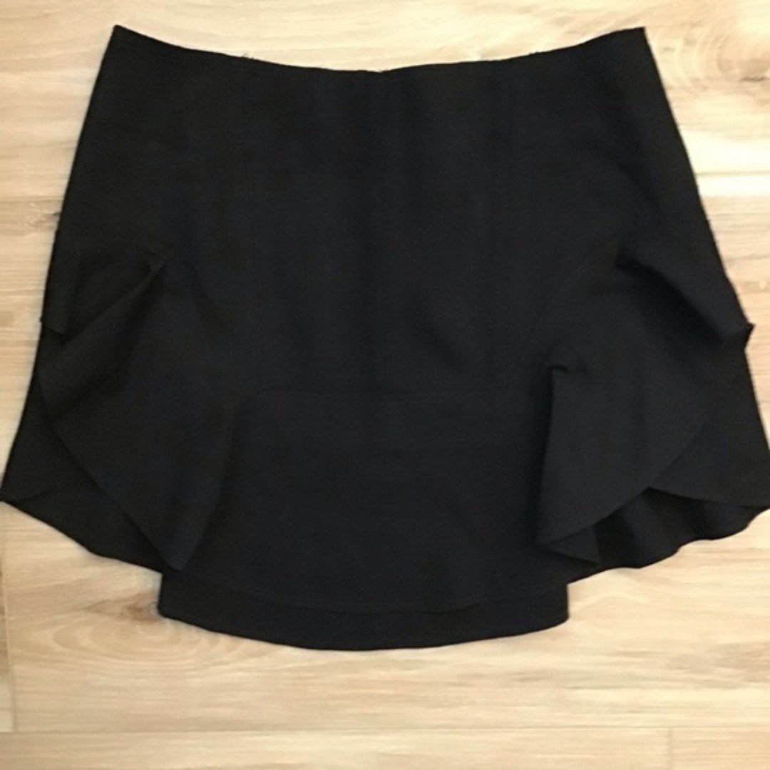 Latest  Olivaceous Black Ruffle Mini skirt M o6x1F0sxl Wholesale