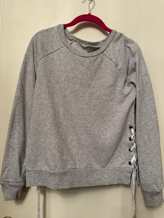 Latest  AERIE Gray Sweatshirt with Trendy Side Lacing -