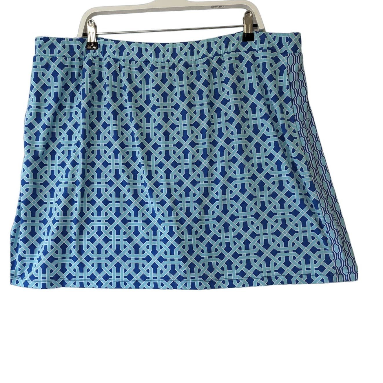 Comfortable Susan Graver Printed Liquid Knit Skort Pockets Plus Sz 2X Blue Geometric Pull-on P7fB1KBi2 Online Exclusive