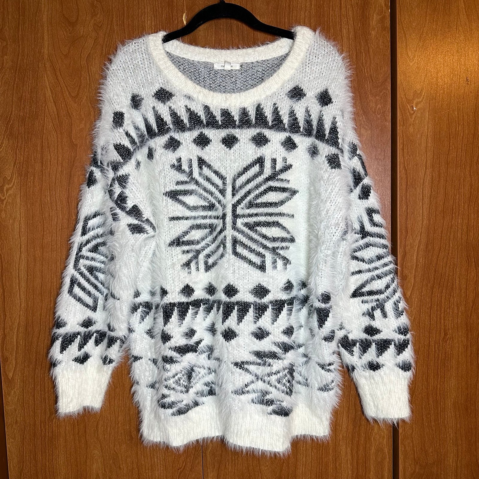 Great Maurices Patterned Fuzzy Sweater Knit Aztec Snowf