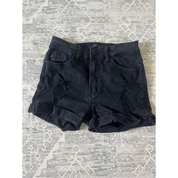 the Lowest price KanCan Black Denim Jean Shorts Distressed Cuffed Mid Rise Size 5 26 hzqCuu8zb Factory Price