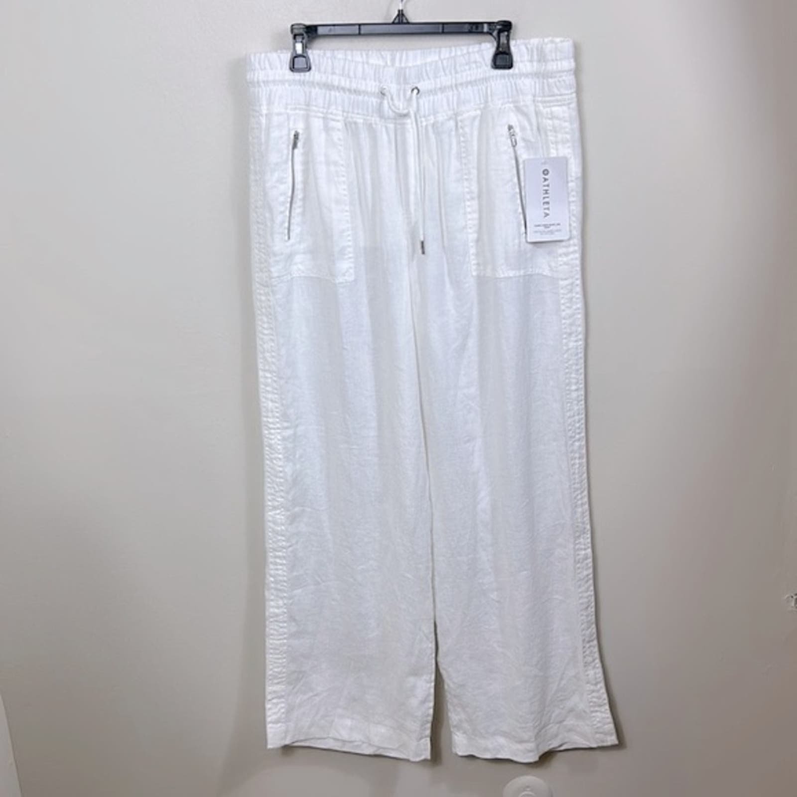 Promotions  NWT Athleta white Cabo Linen Wide Leg Pant, 24 GaobPenc2 Discount
