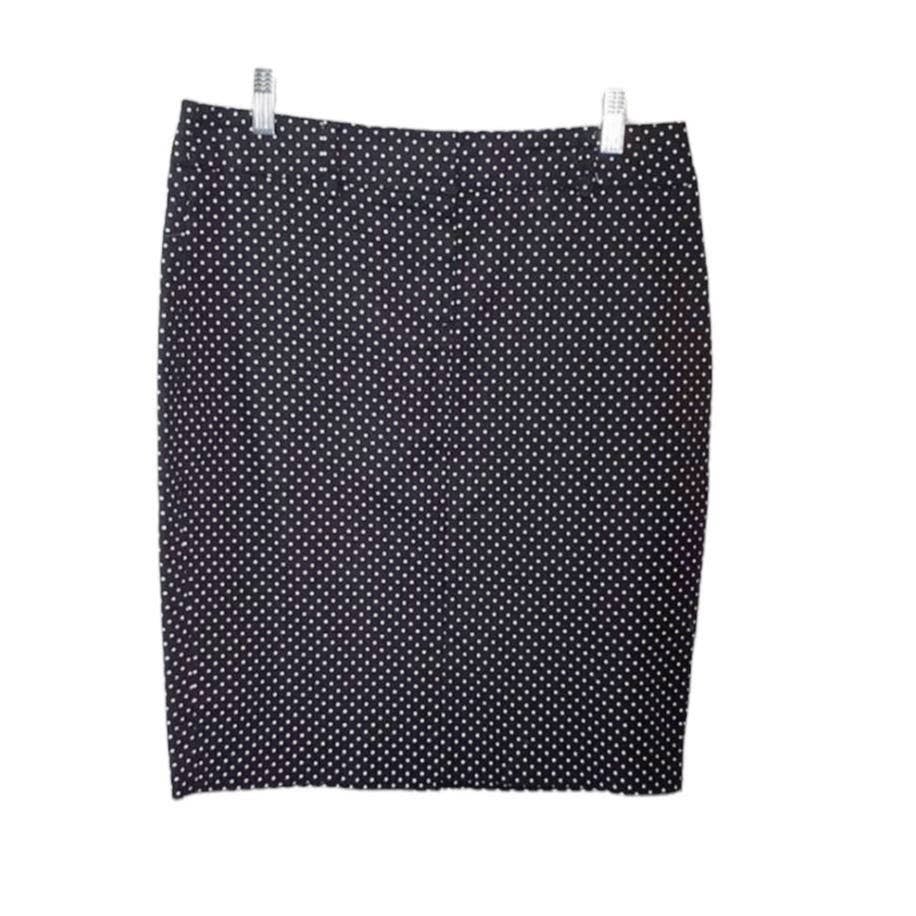Perfect Sharagano Black Polka Dot Pencil Skirt Sz 6 ppM