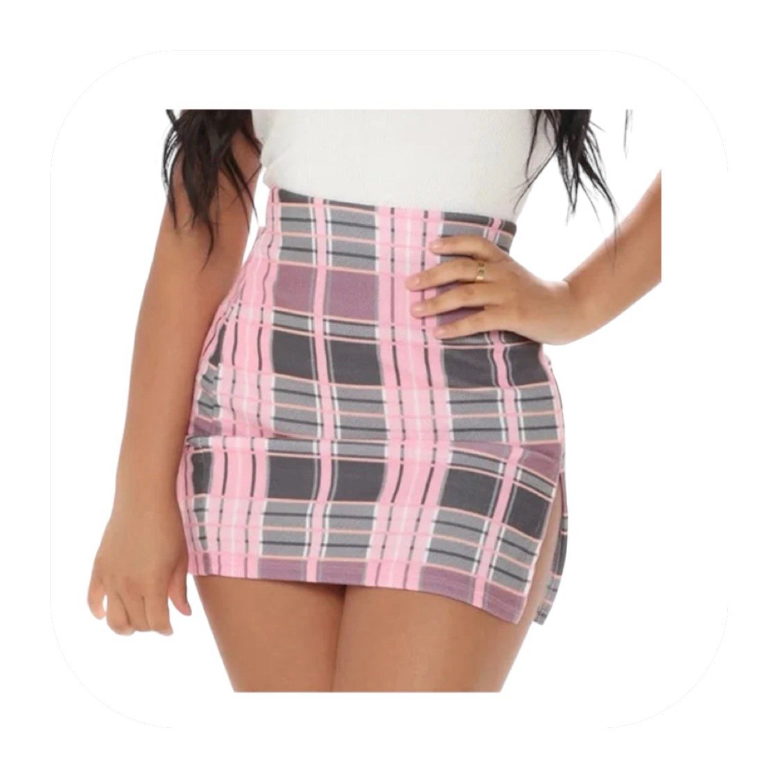High quality Fashion Nova XL pink plaid mini skirt owCV
