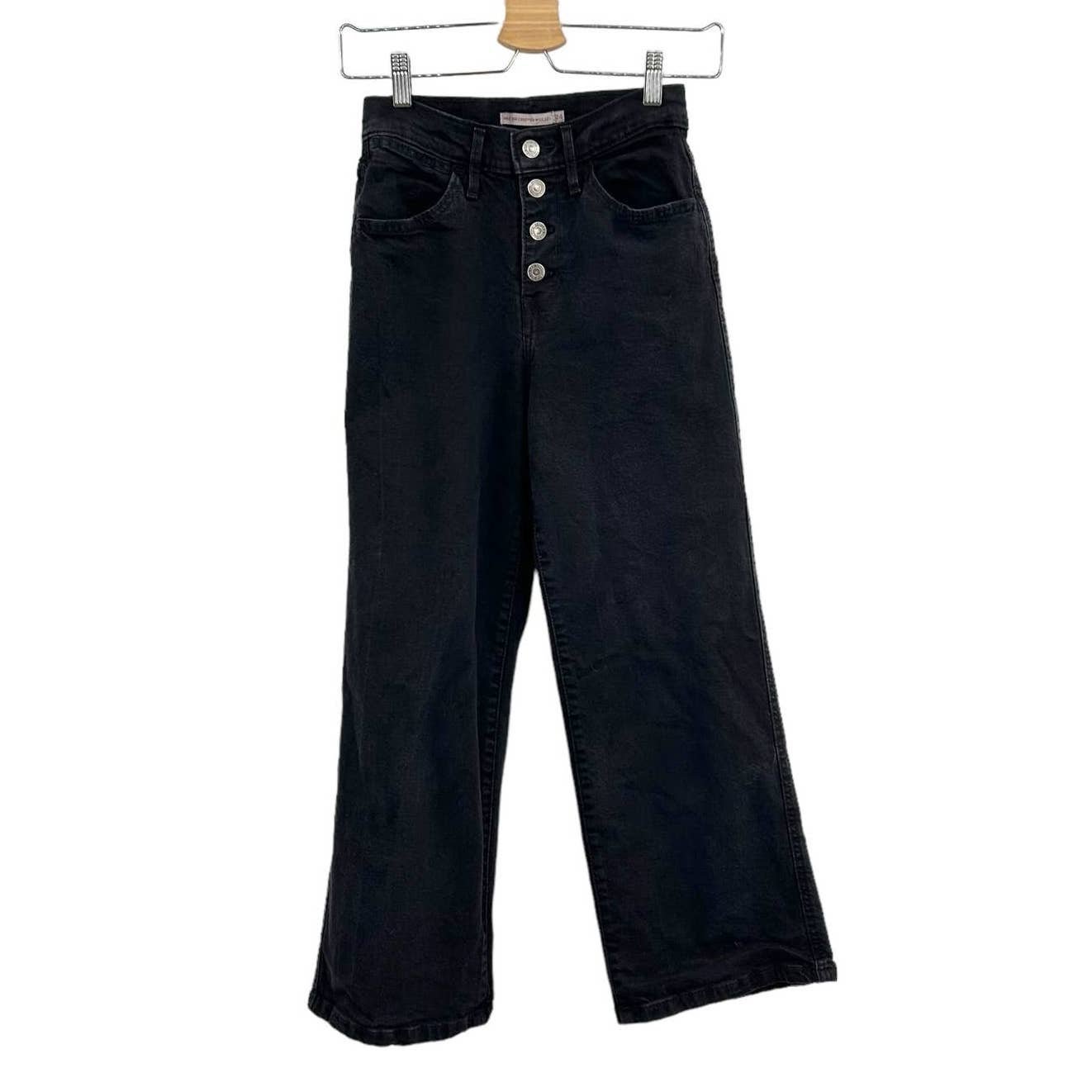 High quality Levi´s Mile High Wide Leg Cropped Jeans Black Denim Size 24 hrE4LEdvW best sale