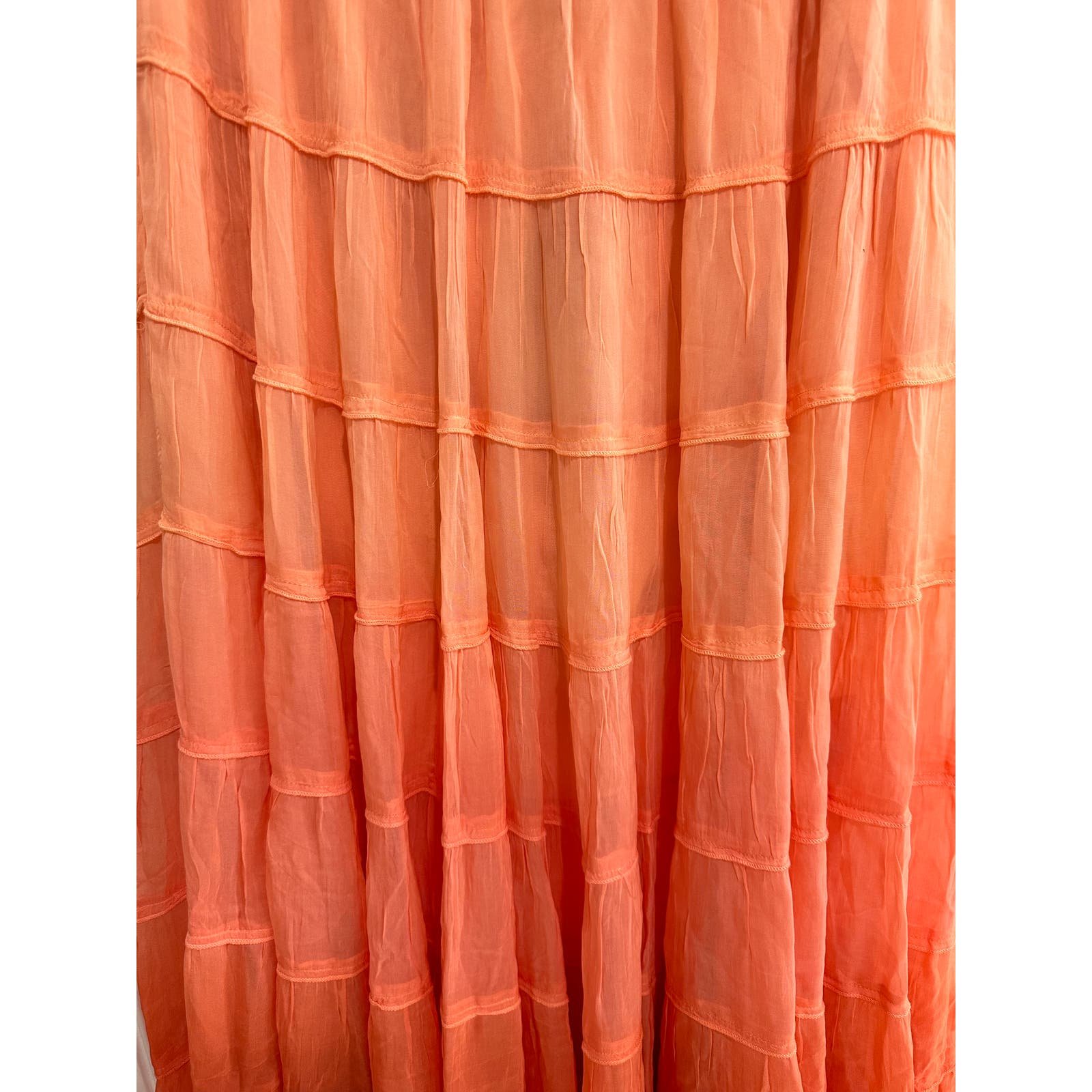 Gorgeous AllSaints Eva Ombre Maxi Tiered Skirt- Sunburst Orange JyiD1wdPV Online Shop