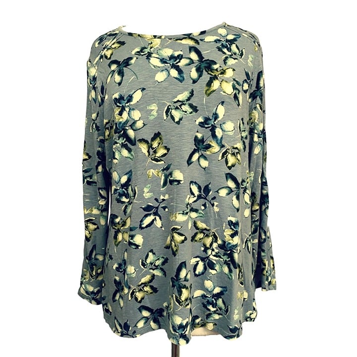 where to buy  J. Jill Falling Leaves Slate Blue Floral Pullover Top Long Sleeves Detailed Sz L IkVgfHQB2 Fashion