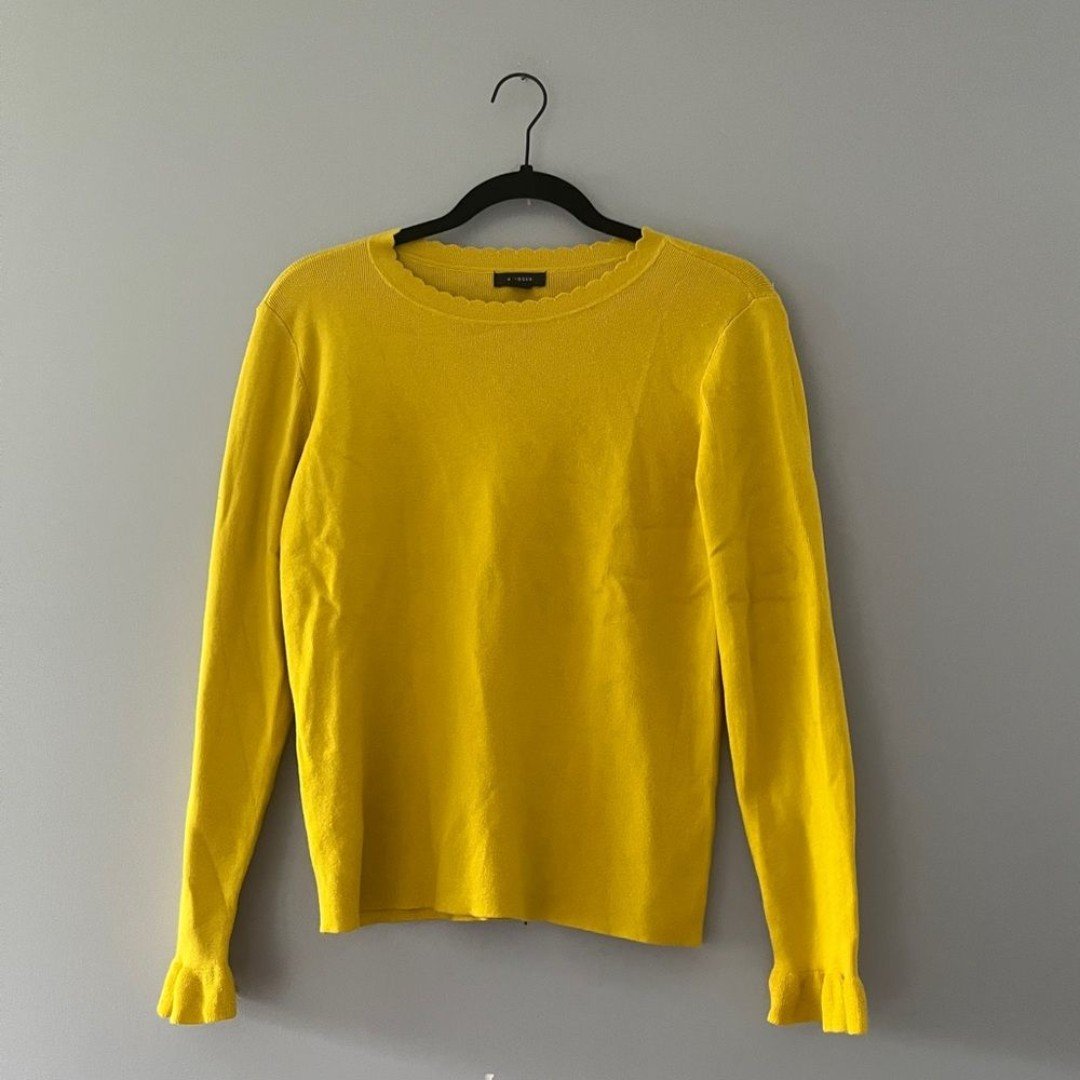 reasonable price Halogen Yellow Knit Sweater Ruffle Siz