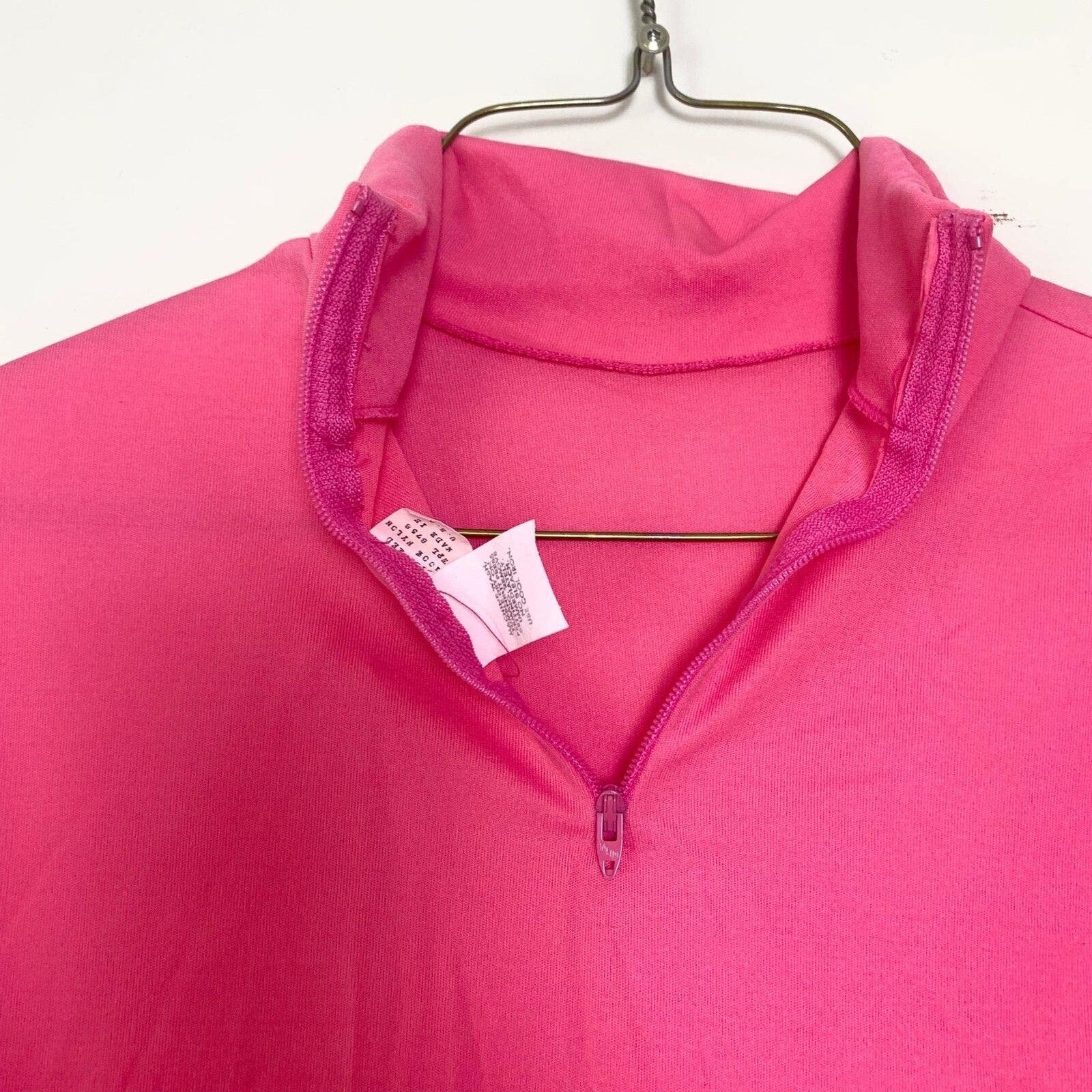 Affordable VINTAGE hot pink neon fitted long sleeve layering turtleneck 100% nylon MEDIUM Ovi2tUpu5 best sale