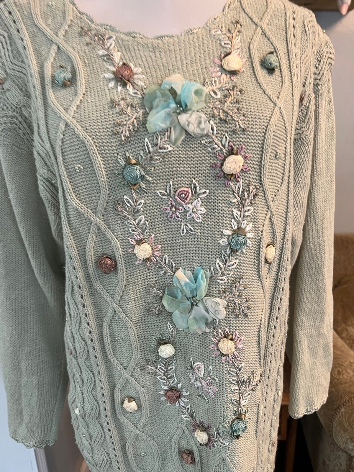 Perfect Vtg colleen’s collectibles womens S flower embroidered sweater iFL12OAob Zero Profit 