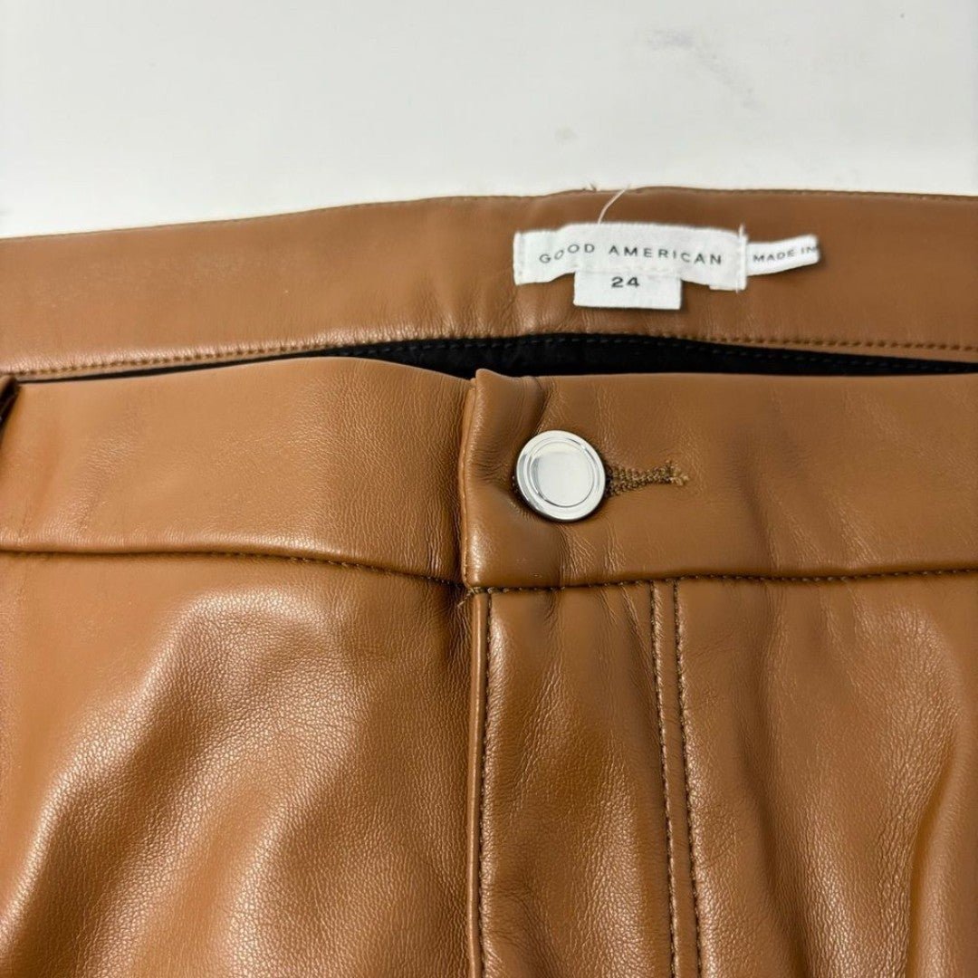 Amazing NEW Good American Burnt Caramel Good Icon Faux Leather Pants Women´s Size 24 jTV4i0x98 Fashion
