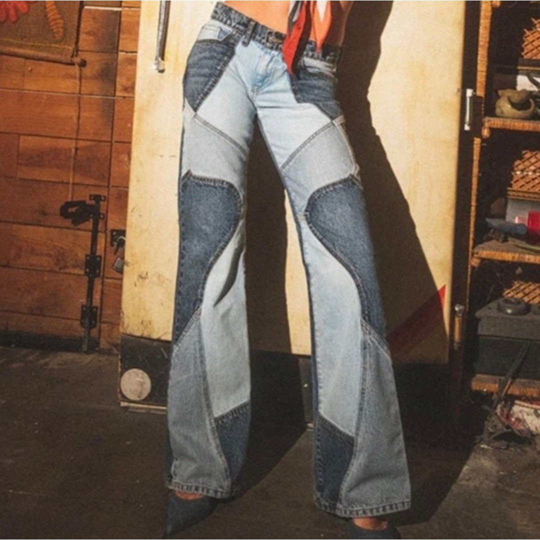 Personality NWT Revice Denim Patchwork Jeans Y2K Retro Flare Boho NWT MOZBnnHNr no tax