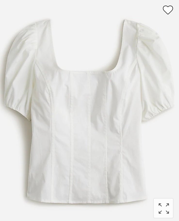 Cheap NWT J. Crew White Puff-sleeve squareneck top in cotton poplin jcpmfOY5T Discount