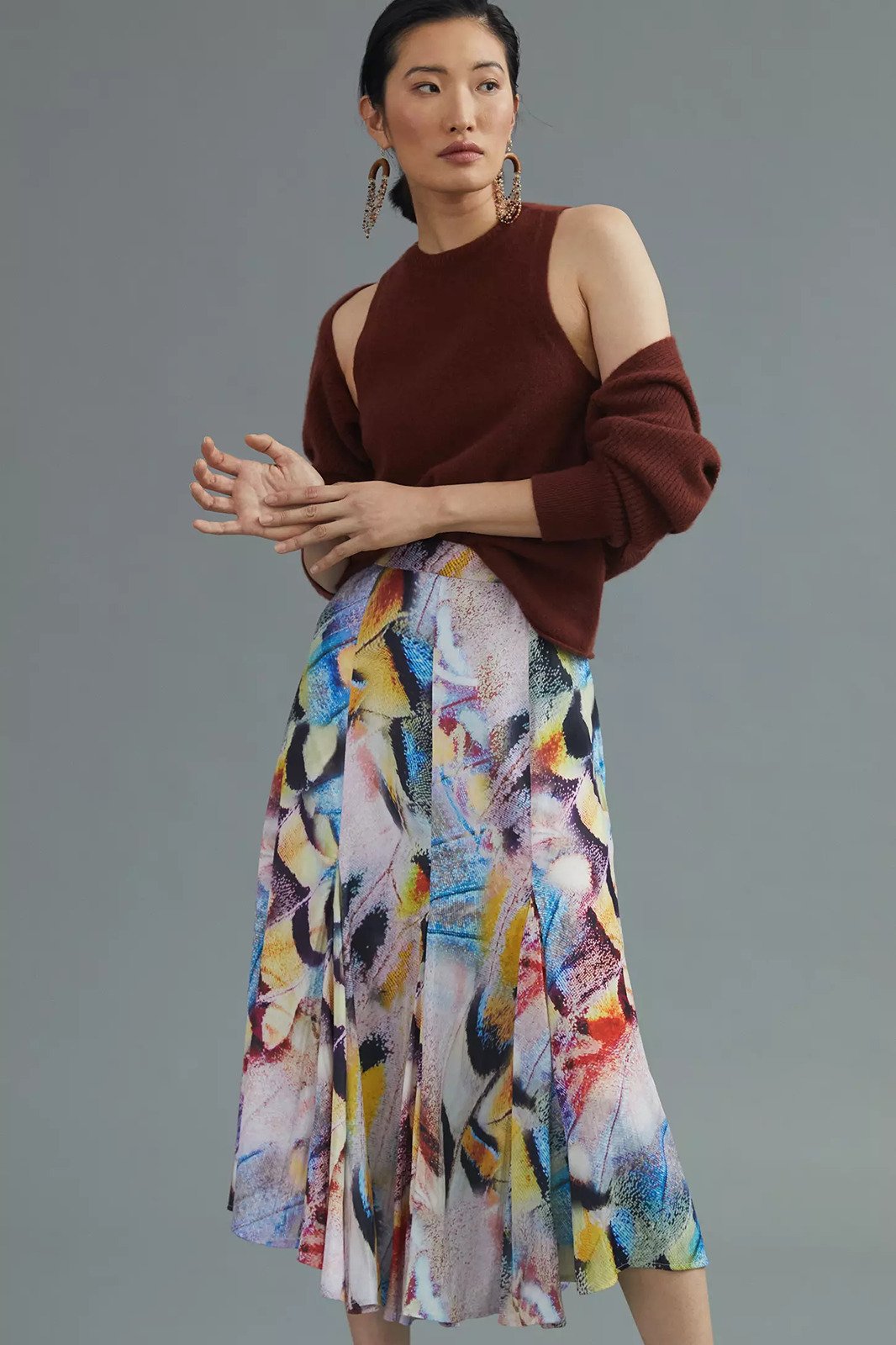 Classic NWT Anthropologie 2 A-Line Midi Skirt Watercolor Art Vibrant Abstract 160$ OYvi3iExF Wholesale