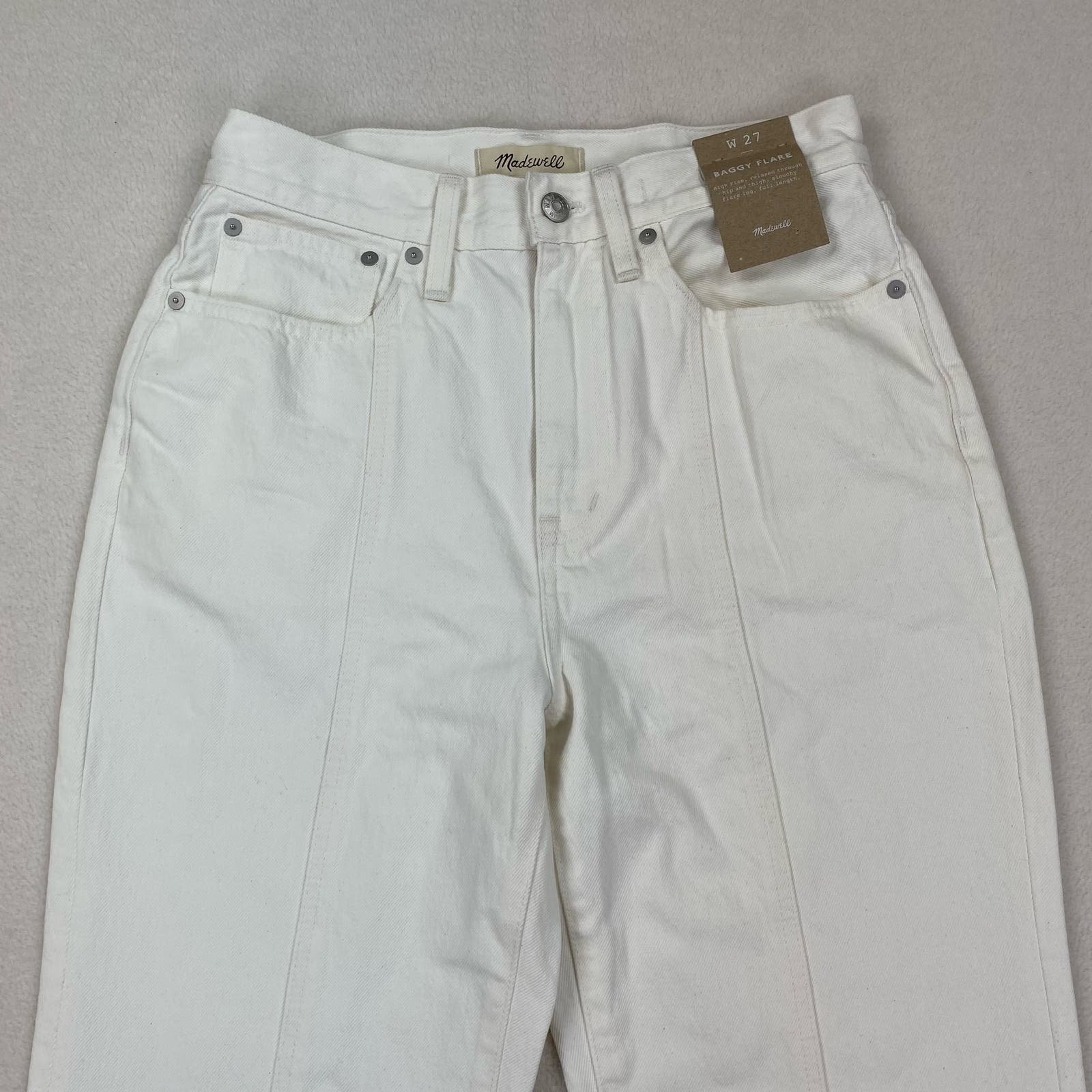 Amazing Madewell Jeans Size 27 White Baggy Flare Loose Fit High Rise Split Hem NWT HLEh32XPe Novel 