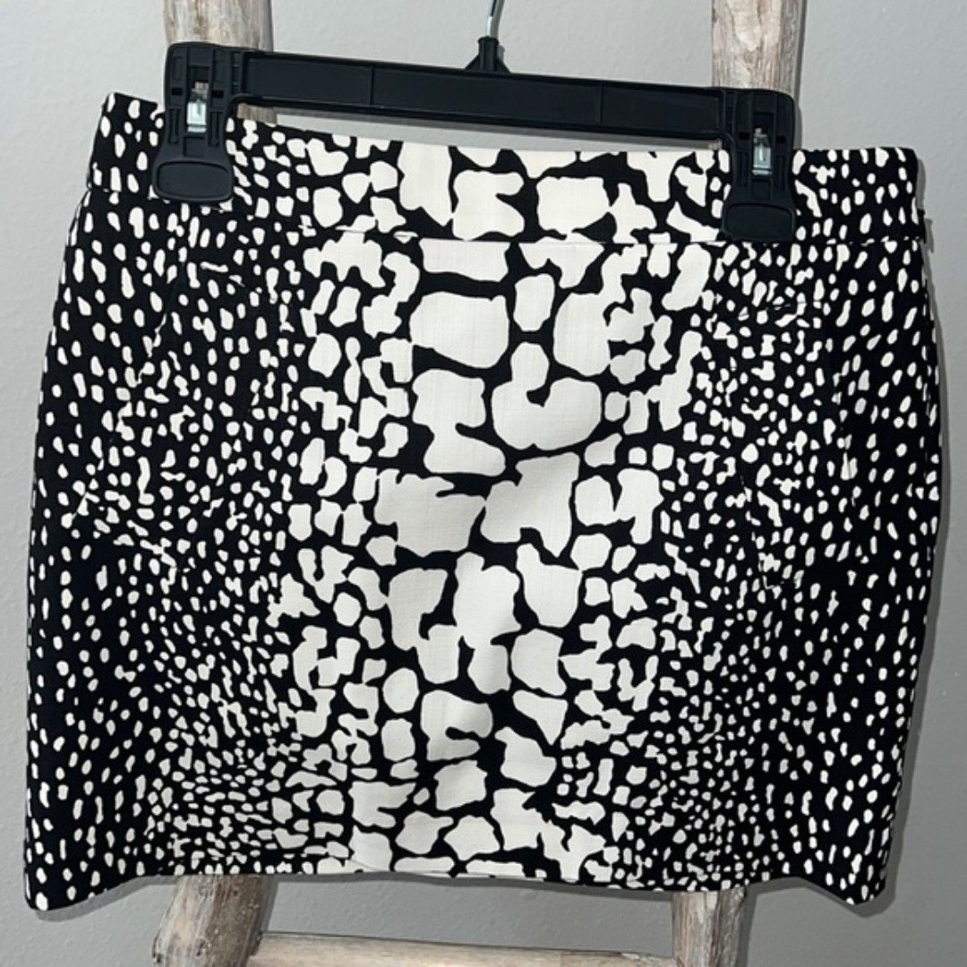 Stylish Women’s J.Crew Animal Print Cotton Mini Skirt  Black/Off White sz 8 HUk916ul4 outlet online shop
