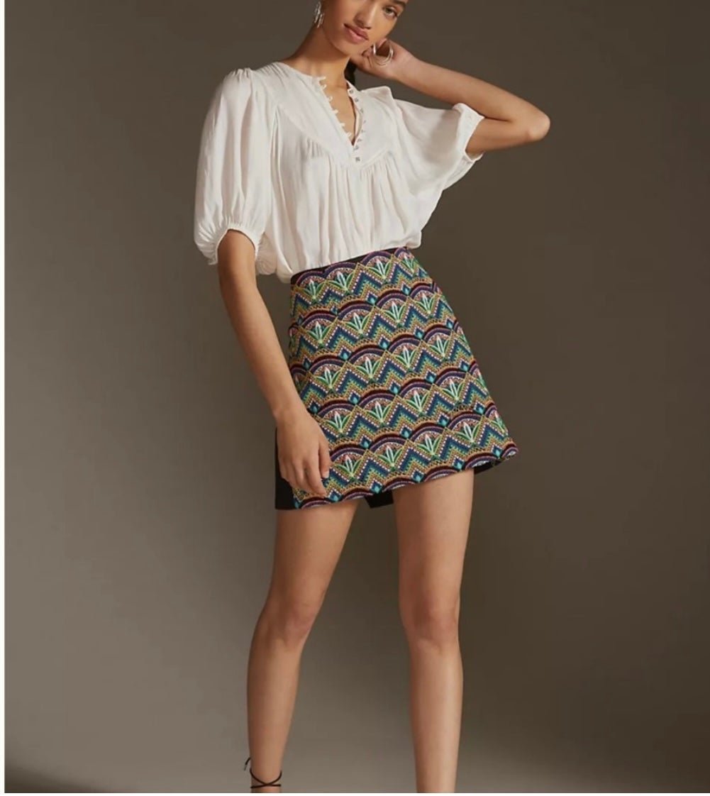 reasonable price Anthropologie Ollari New York Beaded/Embroidered Skirt nYbHgiKGG Store Online