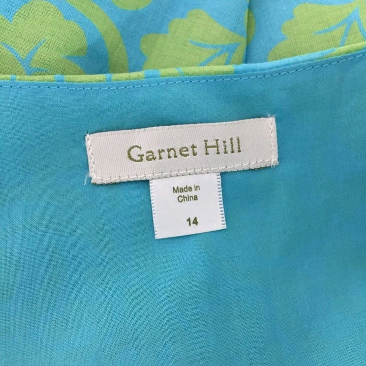 Great Garnet Hill 14 Dress Empire Turquoise Blue Lime Green Belt Lined A Line Large iTRwbUrOT Discount