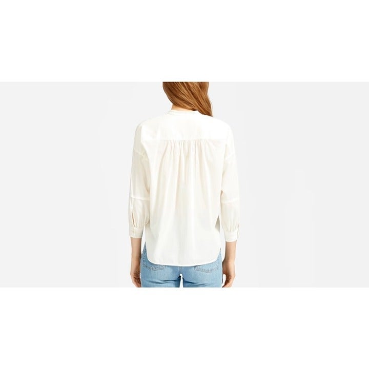 High quality Everlane The Collarless Air Shirt Button Down 3/4 Sleeve Cotton White 2 MXapI4Huy Outlet Store