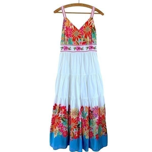 Personality Vintage Rene’ Derhy Floral Embroidered Maxi Dress Pic7oJpib Store Online