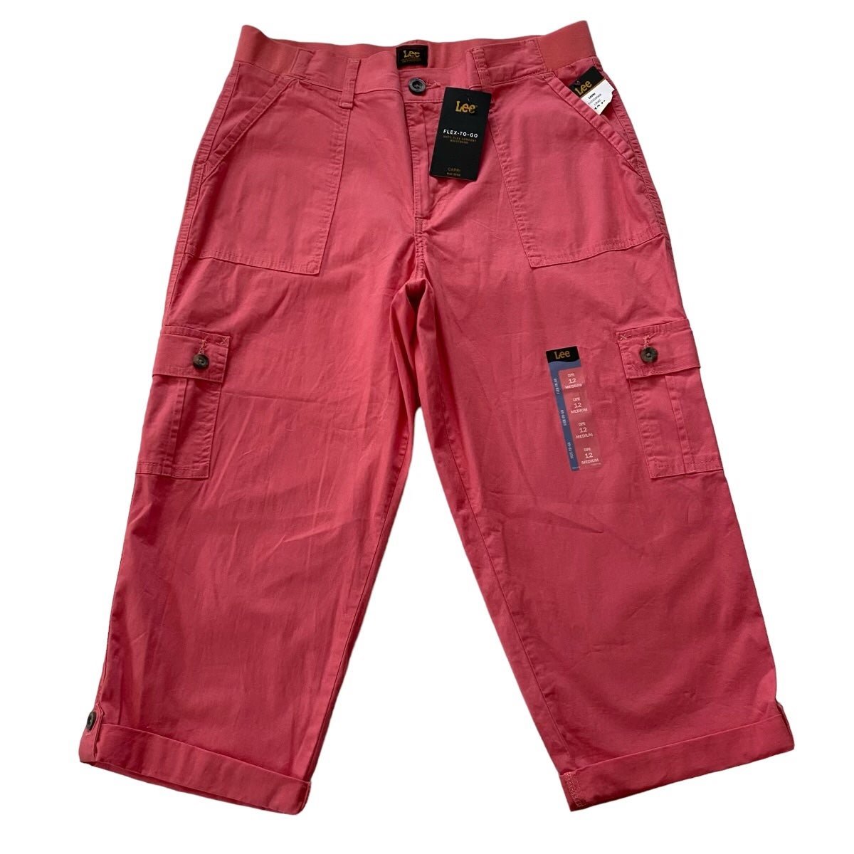 Stylish NWT Lee Women´s Flex-to-go Cargo Capri Pants Size 12 Medium Pink joaksBzd2 New Style