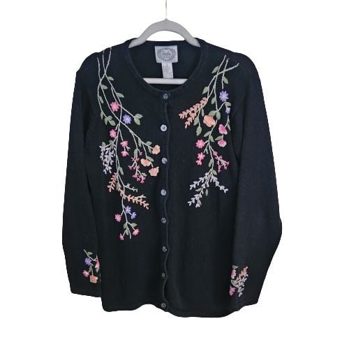 Buy Stitches In Time 90s Vintage Fully Floral Embroidered Cardigan Sweater Size S Owd0P693o Fashion