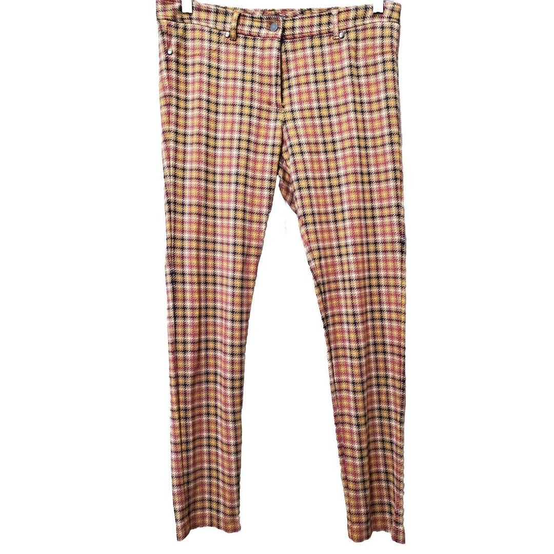 Elegant J McLaughlin Plaid Zip-Up Skinny Ankle Pants Size 10 Back Pockets FladSW9BE Cheap