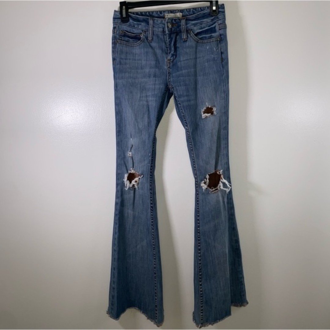 Personality Free People Bell Bottom flare distressed low rise denim jeans size 24 gRsLyohc3 no tax