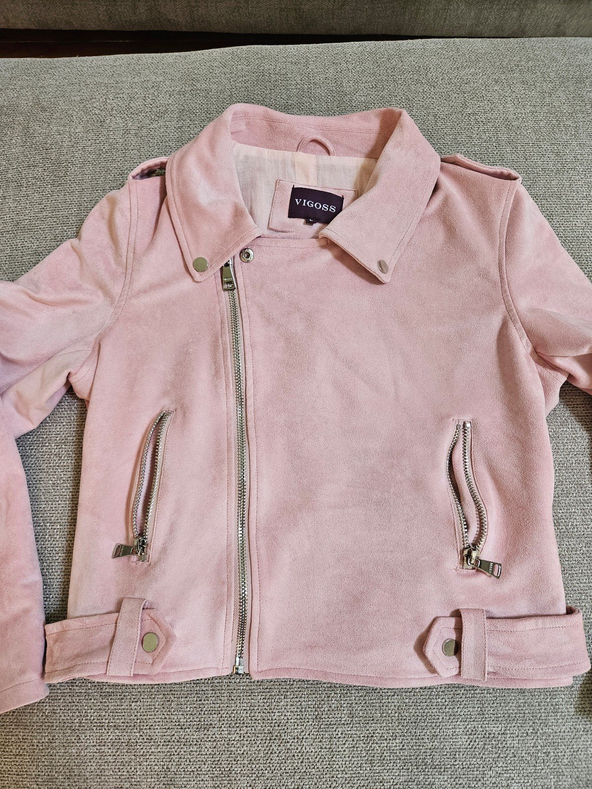 Popular Vigoss Faux Suede Pink Moto Jacket jgModoZly all for you