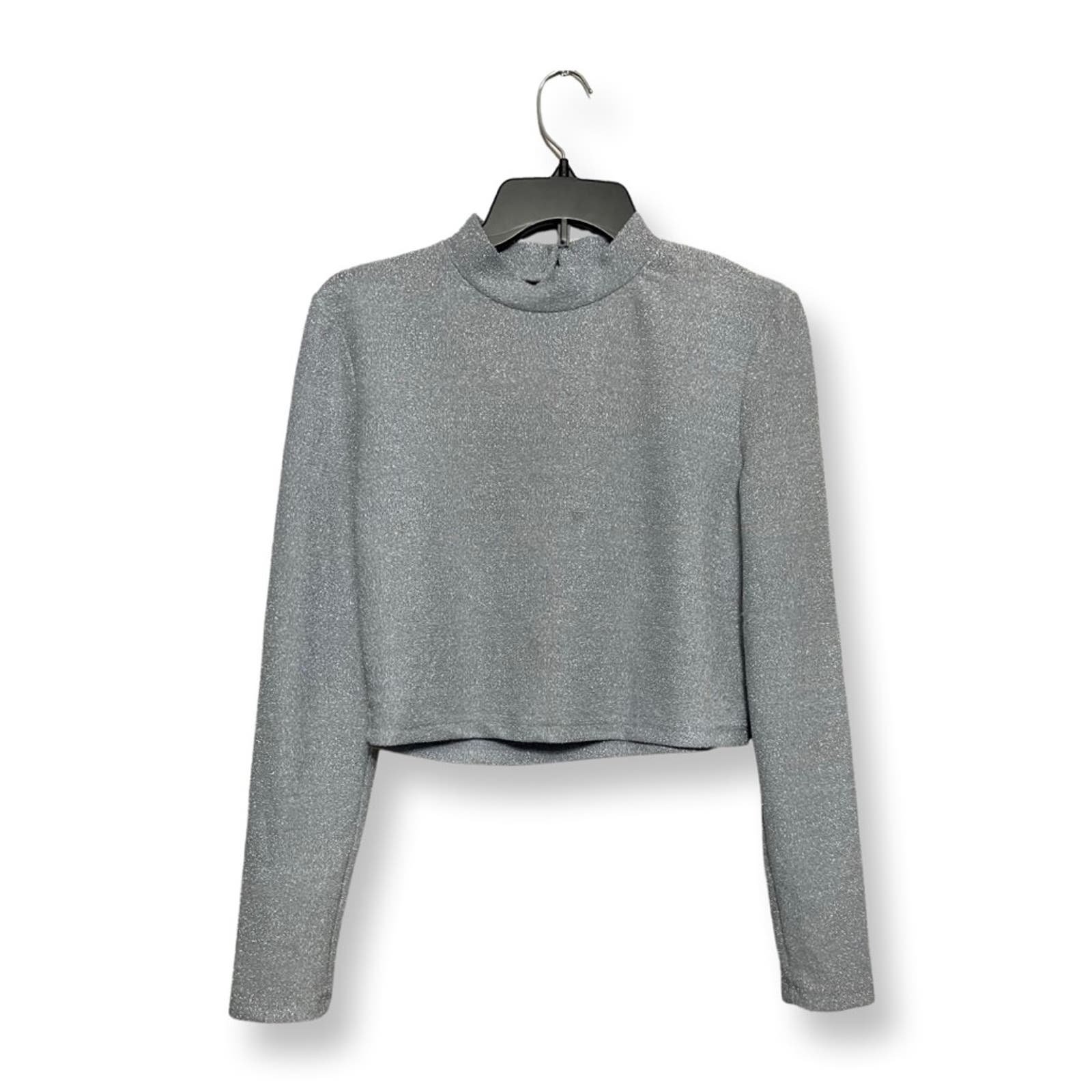 Personality Elodie Womens Crop Top Gray/Silver Long Sle