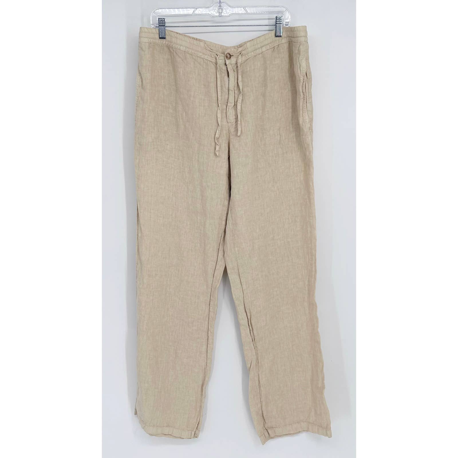 large selection 120% Lino Women´s Linen Casual Straight Pants Slash Pockets Pale Yellow Sz Eu 52 FScP8iYL7 Discount