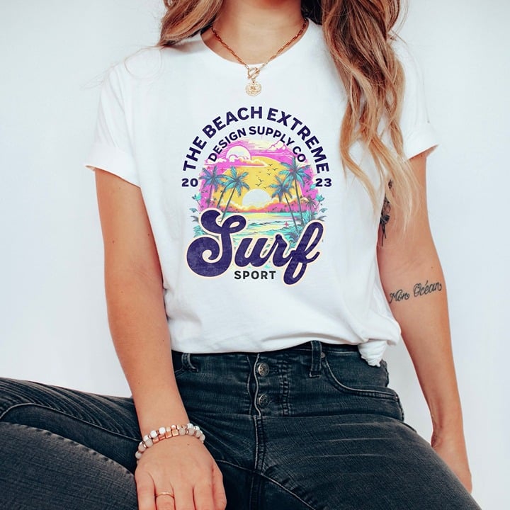 Authentic California Coastal Surf T-Shirt Collection with Ocean & Sunset Shirt fnnGdOtag Wholesale
