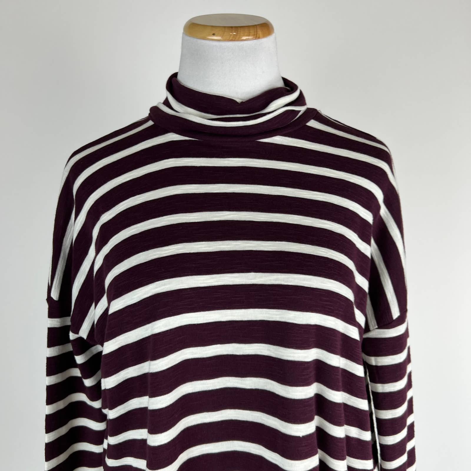 Buy Aerie Burgundy Striped Mock Neck Long Sleeve Tee Size XS MCCFryeKa Store Online