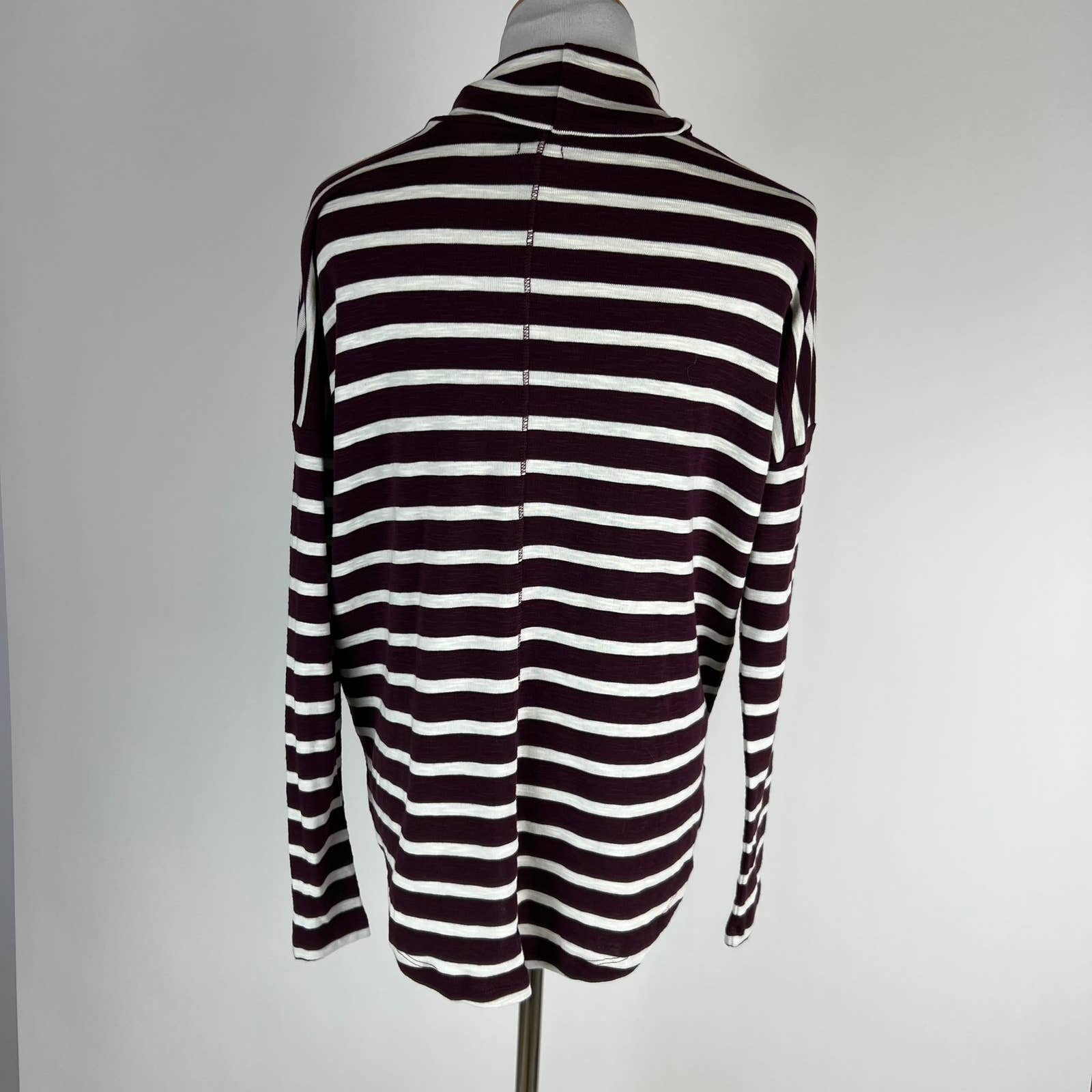 Buy Aerie Burgundy Striped Mock Neck Long Sleeve Tee Size XS MCCFryeKa Store Online