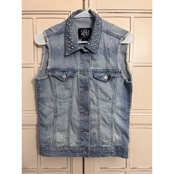 large selection Rock & Republic size small denim jean vest with studs IPoFkPjVW Buying Cheap