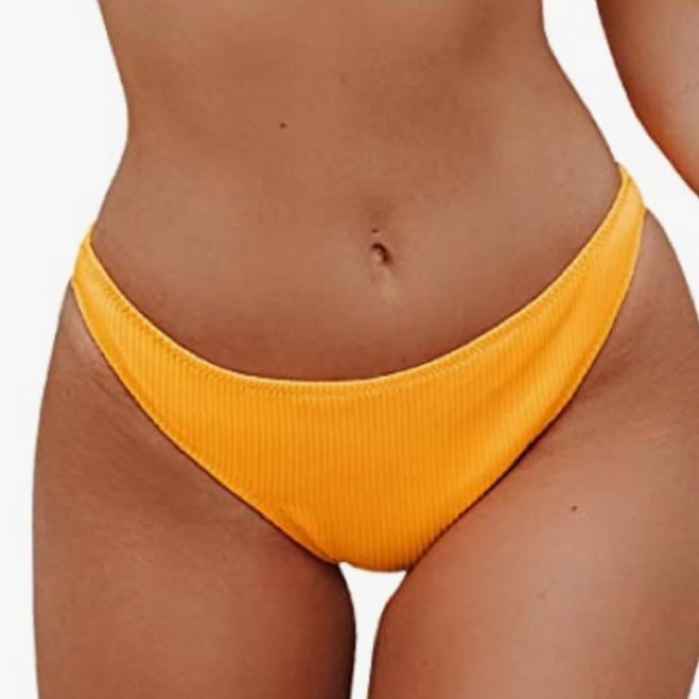 Nice Womens Cupshe yellow ribbed bikini bottoms L LWph0Rgjy Fashion