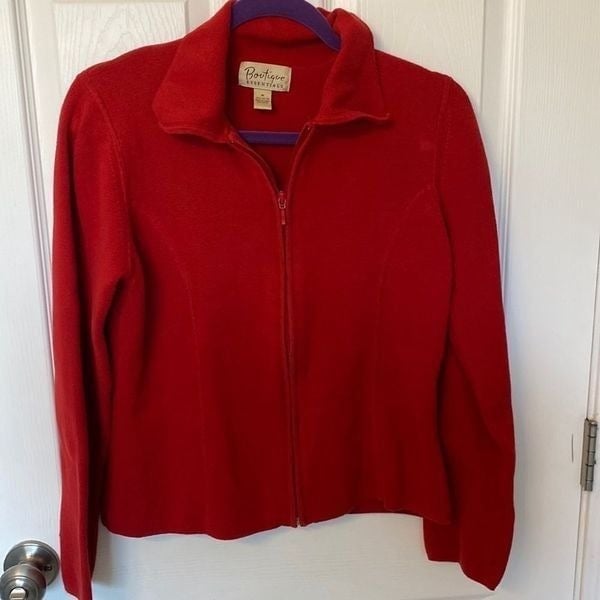 Nice Boutique Essentials- red collared zip up sweater- Size Medium G8Evq6XmL Factory Price