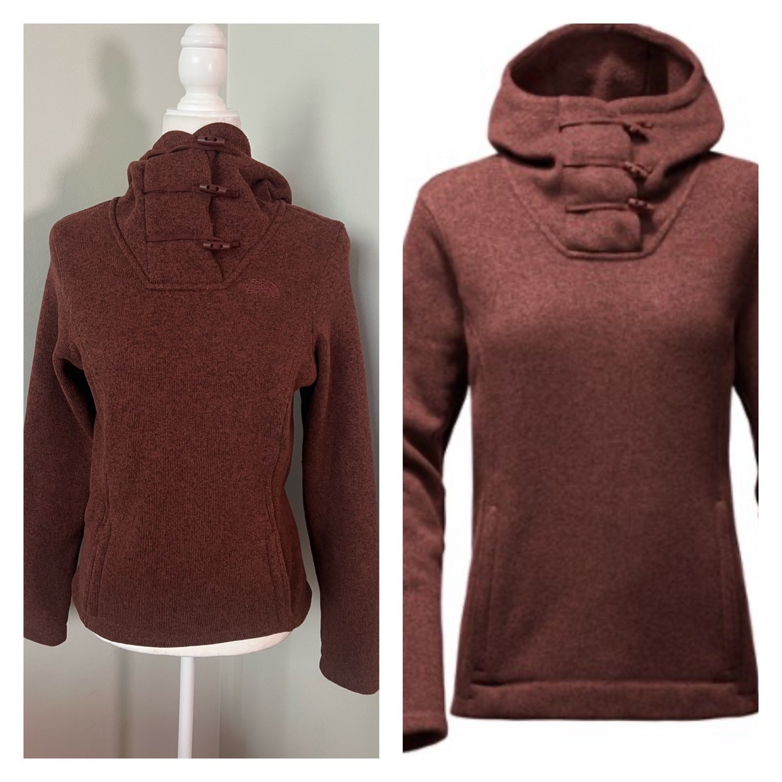 High quality NORTH FACE Crescent Hoodie Burgundy Wine Maroon  Toggle Neck SZ XS hF5uDobbh High Quaity