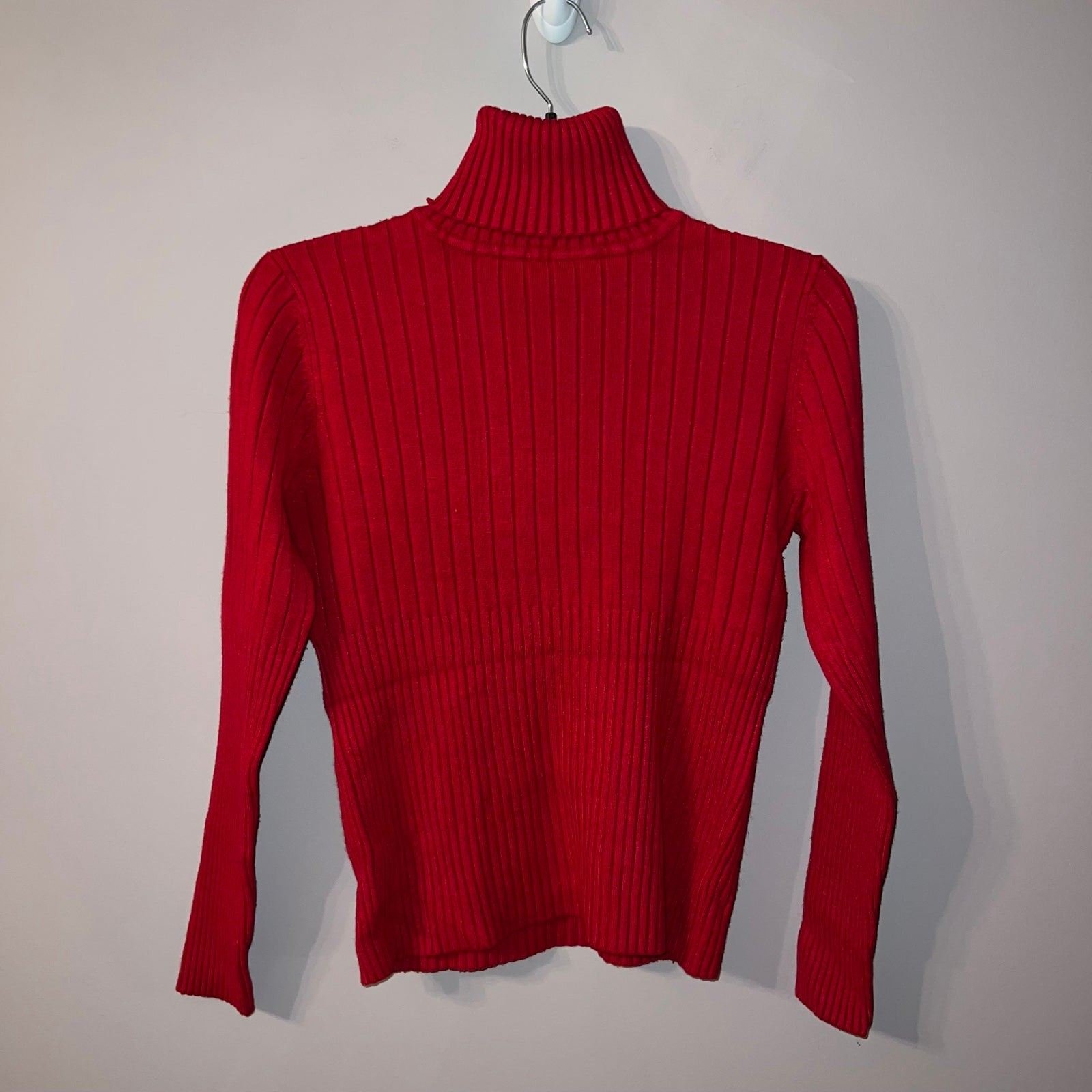 Buy Red ribbed turtleneck sweater women’s small oS8V3GK
