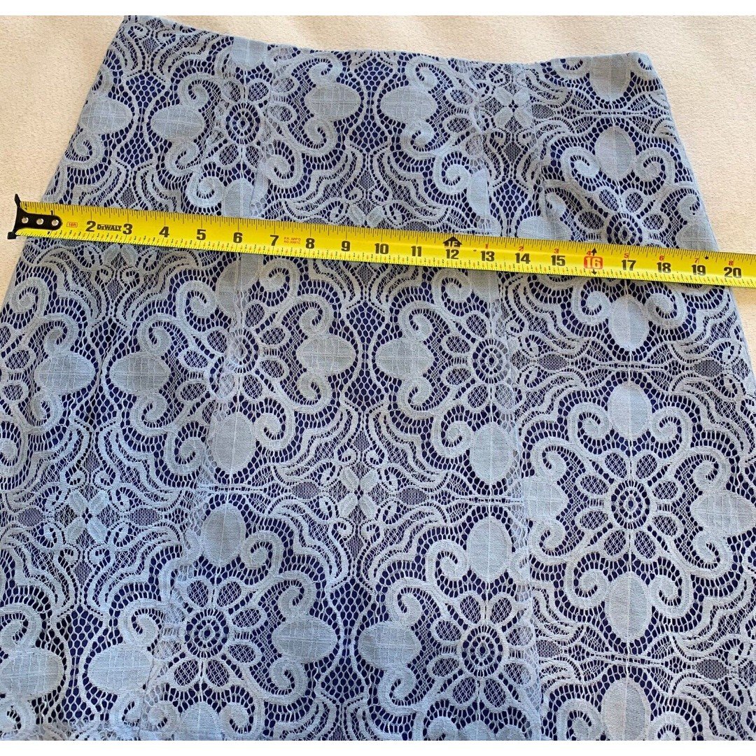 Great New York & Company Womens Blue Lace Overlay A- Line Skirt Size 10 PcGeIsJa6 Discount